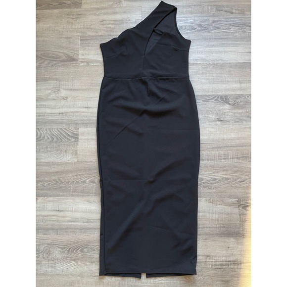 PrettyLittleThing Women's Black One Shoulder Asymmetric Neck Midi Dress - US 8 - Picture 3 of 8